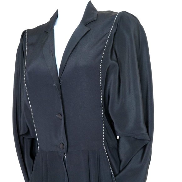 Vintage 80s Jolie Madame One Piece Jumpsuit XS Black Zip Button Pockets Blouson - Picture 2 of 16